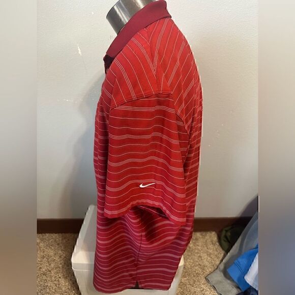 Nike FitDry Mens XXL Red Striped Short Sleeve Polo - Picture 5 of 7